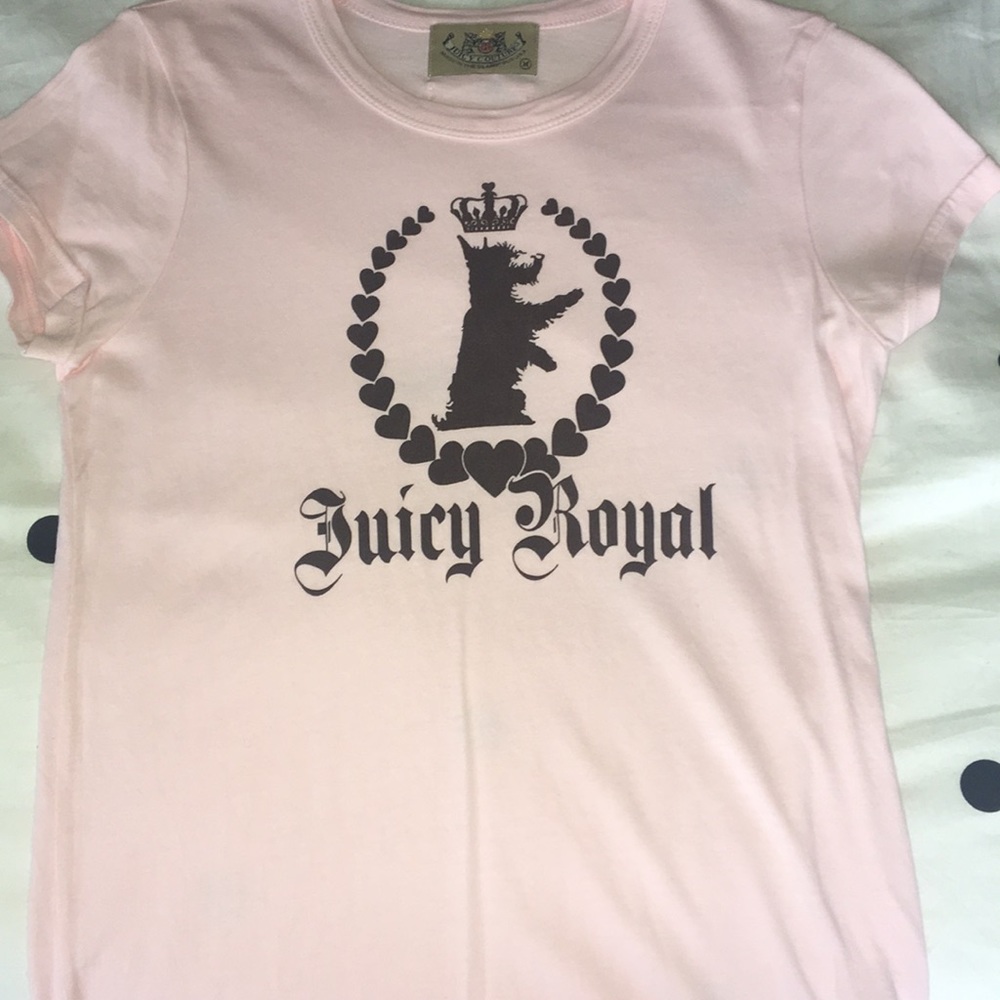 Pale pink short sleeve T with brown logo